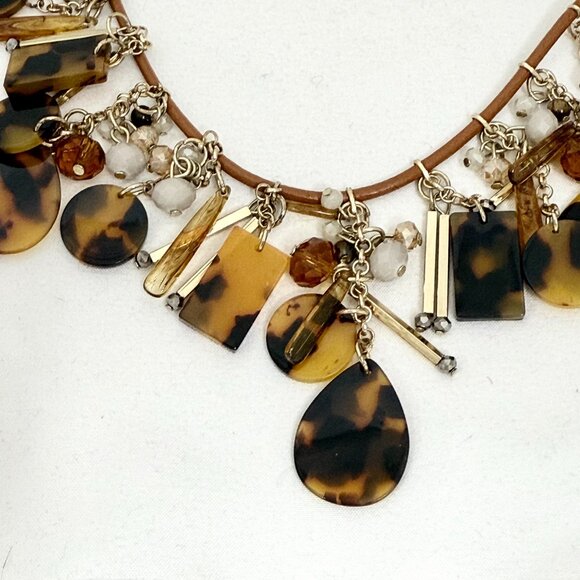 LOFT Faux Tortoise Shell Acrylic Necklace - Autumn Colors - Picture 4 of 6